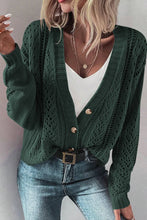 Load image into Gallery viewer, Openwork Button Up Long Sleeve Cardigan