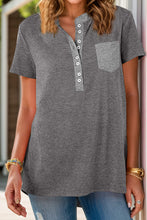 Load image into Gallery viewer, Full Size Half Button Short Sleeve T-Shirt