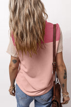 Load image into Gallery viewer, Color Block Round Neck Short Sleeve T-Shirt