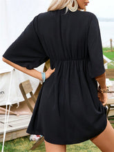 Load image into Gallery viewer, Embroidered Plunge Half Sleeve Mini Dress