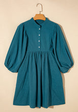 Load image into Gallery viewer, Corduroy Quarter Snap Three-Quarter Sleeve Dress