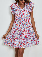Load image into Gallery viewer, Tied Floral Cap Sleeve Mini Dress