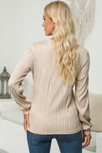Load image into Gallery viewer, Textured Round Neck Long Sleeve Blouse