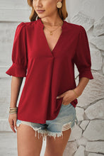 Load image into Gallery viewer, Notched Half Sleeve Blouse