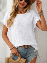 Load image into Gallery viewer, Mandy Eyelet Round Neck Short Sleeve Top