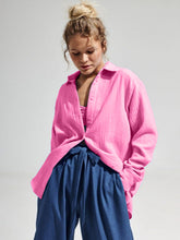 Load image into Gallery viewer, Textured Collared Neck Long Sleeve Shirt