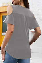 Load image into Gallery viewer, Full Size Half Zip Cold Shoulder Top