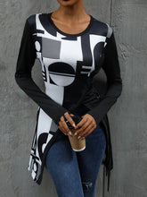 Load image into Gallery viewer, Geometric Round Neck Long Sleeve T-Shirt