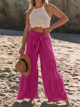 Load image into Gallery viewer, Tied Ruched Wide Leg Pants
