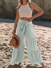 Load image into Gallery viewer, Tied Ruched Wide Leg Pants