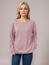 Load image into Gallery viewer, Side Slit Round Neck Long Sleeve T-Shirt