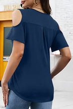 Load image into Gallery viewer, Full Size Half Zip Cold Shoulder Top