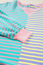 Load image into Gallery viewer, Contrast Stripes Round Neck Long Sleeve Sweatshirt