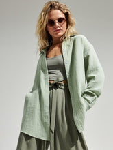 Load image into Gallery viewer, Textured Collared Neck Long Sleeve Shirt