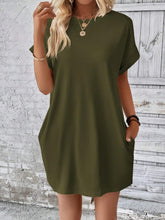 Load image into Gallery viewer, Round Neck Short Sleeve Mini Dress