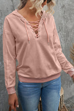 Load image into Gallery viewer, Lace Up Long Sleeve Hoodie