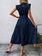 Load image into Gallery viewer, Tied Ruffled Cap Sleeve Midi Dress