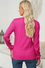 Load image into Gallery viewer, Textured Round Neck Long Sleeve Blouse