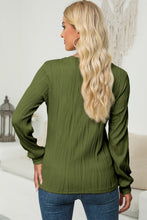Load image into Gallery viewer, Textured Round Neck Long Sleeve Blouse