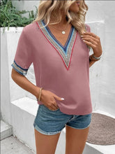 Load image into Gallery viewer, Full Size V-Neck Short Sleeve Blouse