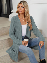 Load image into Gallery viewer, Pocketed Open Front Long Sleeve Cardigan