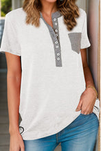 Load image into Gallery viewer, Full Size Half Button Short Sleeve T-Shirt