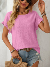 Load image into Gallery viewer, Mandy Eyelet Round Neck Short Sleeve Top