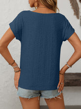 Load image into Gallery viewer, Mandy Eyelet Round Neck Short Sleeve Top