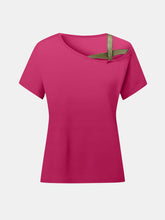 Load image into Gallery viewer, Asymmetrical Neck Short Sleeve T-Shirt