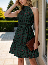 Load image into Gallery viewer, Frill Grecian Neck Tie Waist Mini Dress