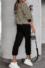 Load image into Gallery viewer, Letter M Leopard Round Neck Top and Pants Set