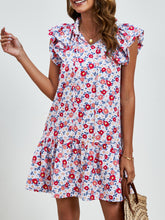 Load image into Gallery viewer, Tied Floral Cap Sleeve Mini Dress