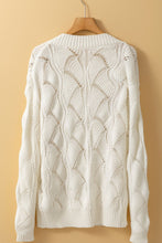 Load image into Gallery viewer, Openwork V-Neck Long Sleeve Sweater
