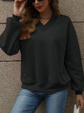 Load image into Gallery viewer, V-Neck Long Sleeve Dropped Shoulder Sweatshirt