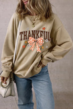 Load image into Gallery viewer, THANKFUL Bow Round Neck Long Sleeve Sweatshirt