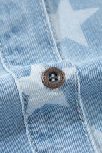 Load image into Gallery viewer, Raw Hem Star Collared Neck Denim Top