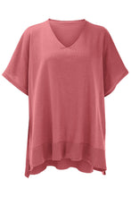 Load image into Gallery viewer, Slit V-Neck Half Sleeve Knit Top