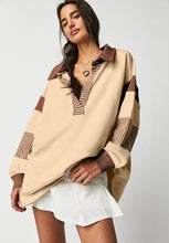 Load image into Gallery viewer, Color Block Johnny Collar Long Sleeve Sweatshirt