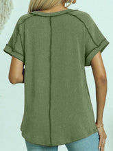 Load image into Gallery viewer, Exposed Seam V-Neck Short Sleeve Top