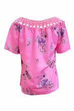Load image into Gallery viewer, Full Size Printed Tie Neck Short Sleeve Blouse