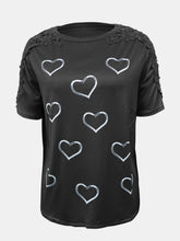 Load image into Gallery viewer, Full Size Lace Detail Heart Round Neck Short Sleeve Top