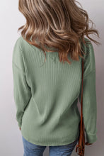 Load image into Gallery viewer, Plus Size Pocketed Ribbed Round Neck Long Sleeve Top