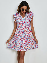 Load image into Gallery viewer, Tied Floral Cap Sleeve Mini Dress