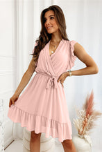 Load image into Gallery viewer, Full Size Ruffled Surplice Cap Sleeve Dress