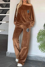 Load image into Gallery viewer, Full Size Boat Neck Long Sleeve Top and Pants Set