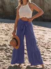 Load image into Gallery viewer, Tied Ruched Wide Leg Pants