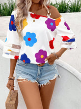 Load image into Gallery viewer, Flower Asymmetrical Neck Blouse