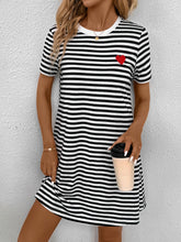 Load image into Gallery viewer, Striped Round Neck Short Sleeve Dress