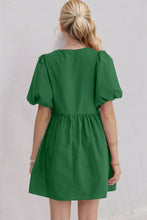 Load image into Gallery viewer, Oh Bow Ruched Puff Sleeve Mini Dress
