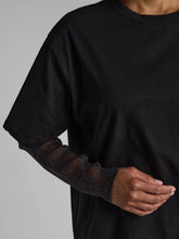 Load image into Gallery viewer, Faux Layered Round Neck Mesh Sleeve Top